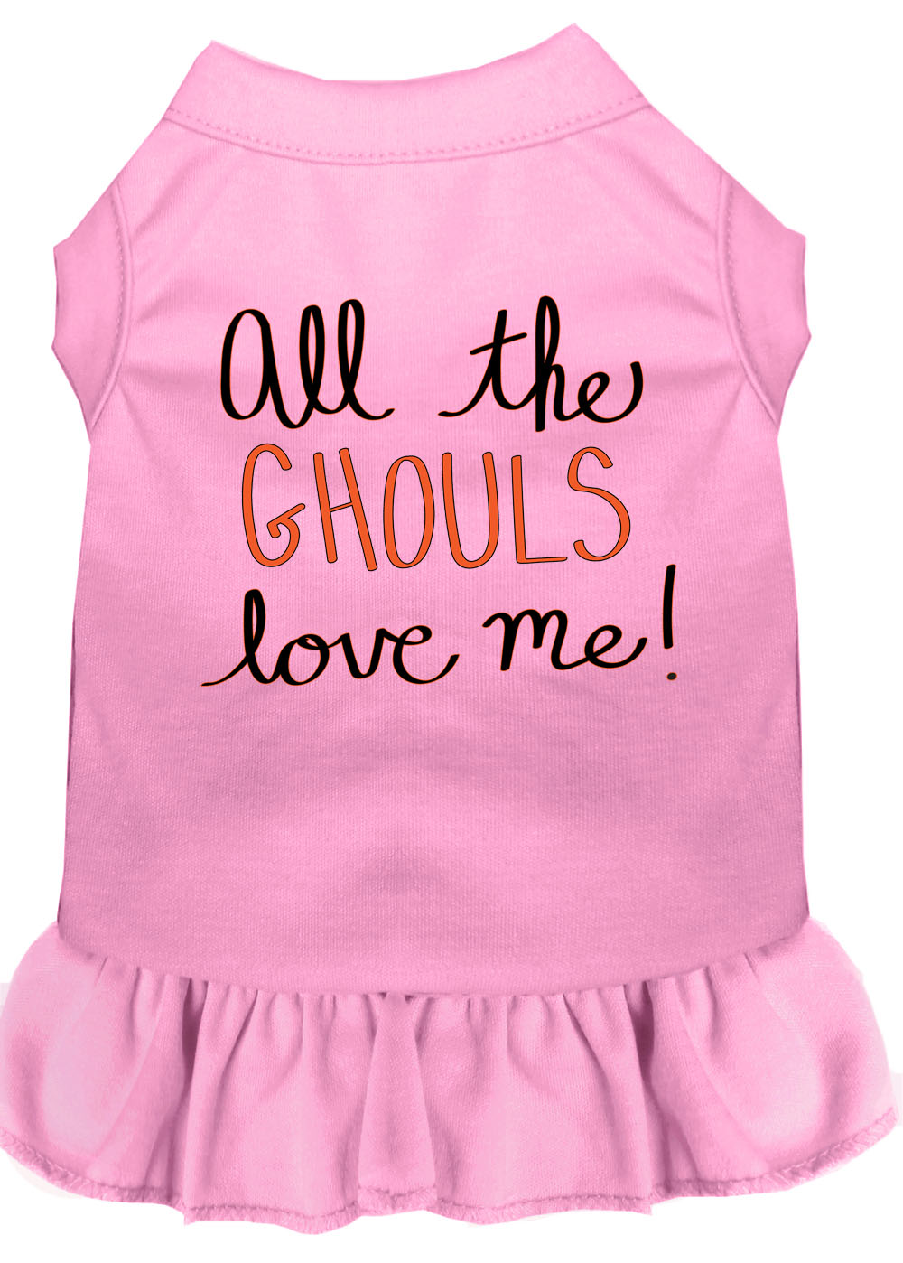 All the Ghouls Screen Print Dog Dress Light Pink XS